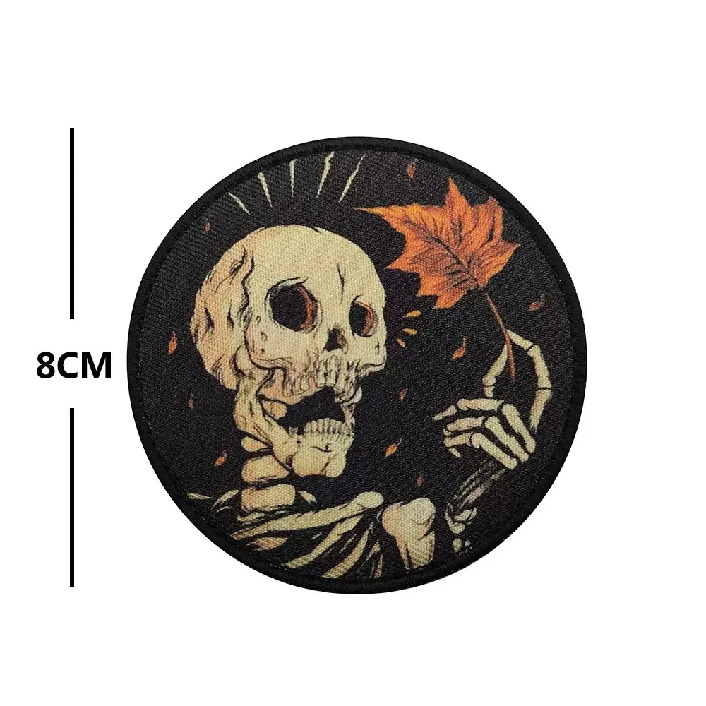 Autumn Skeleton with Fall Leaves Printed Patch, Vintage Style Hook And Loop Funny Badge for Backpack
Autumn Skeleton with Fall Leaves Printed Patch, Vintage Style Hook And Loop Funny Badge for Backpack