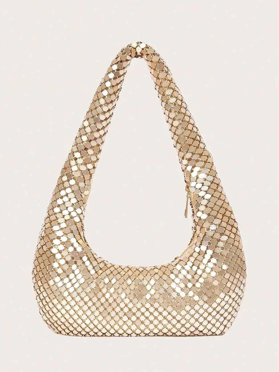 Elegant Gold Metal Mesh Hobo Bag For Evening Parties, Weddings, And Special Occasions – Stylish Shoulder Or Underarm Clutch
Elegant Gold Metal Mesh Hobo Bag For Evening Parties, Weddings, And Special Occasions – Stylish Shoulder Or Underarm Clutch