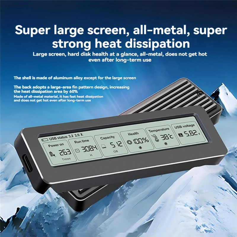M.2 NVME/NGFF SSD Enclosure USB3.2 Gen2 Type C 10Gbps SSD Adapter With Display Screen Intelligent Digital Health Detection
M.2 NVME/NGFF SSD Enclosure USB3.2 Gen2 Type C 10Gbps SSD Adapter With Display Screen Intelligent Digital Health Detection