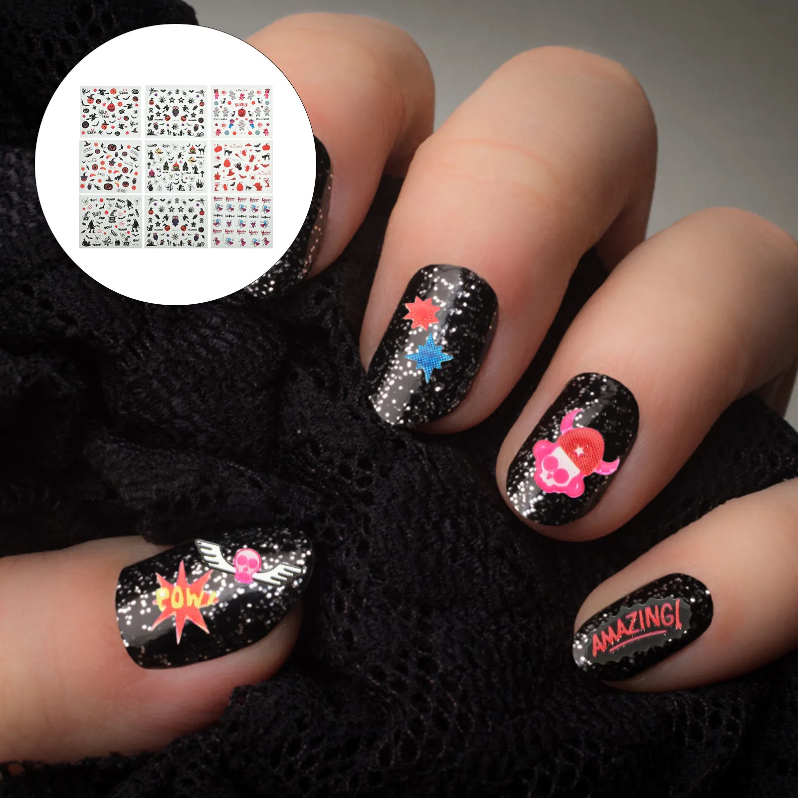 24 Sheets Nail Stickers Art Decals Halloween Pastes Party Three dimensional Stickers Unique Designs Festive Nails Gifts
24 Sheets Nail Stickers Art Decals Halloween Pastes Party Three dimensional Stickers Unique Designs Festive Nails Gifts