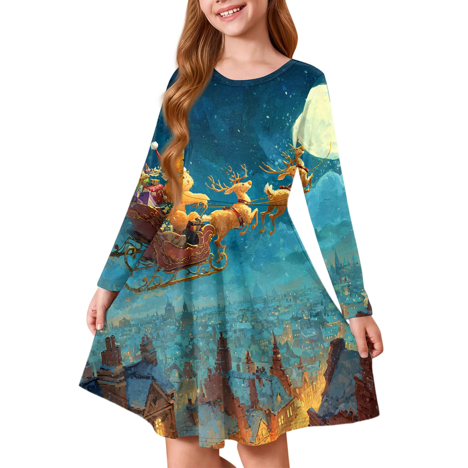 Girls' Princess Dress - Long Sleeve A-Line T-Shirt Dress Christmas Day Party Dresses Cute Santa Claus Snowman Print Dress
Girls' Princess Dress - Long Sleeve A-Line T-Shirt Dress Christmas Day Party Dresses Cute Santa Claus Snowman Print Dress