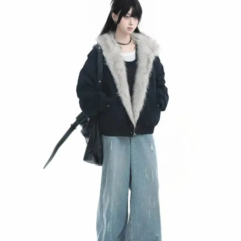 American original style men's and women's retro simple plush jacket coat
American original style men's and women's retro simple plush jacket coat