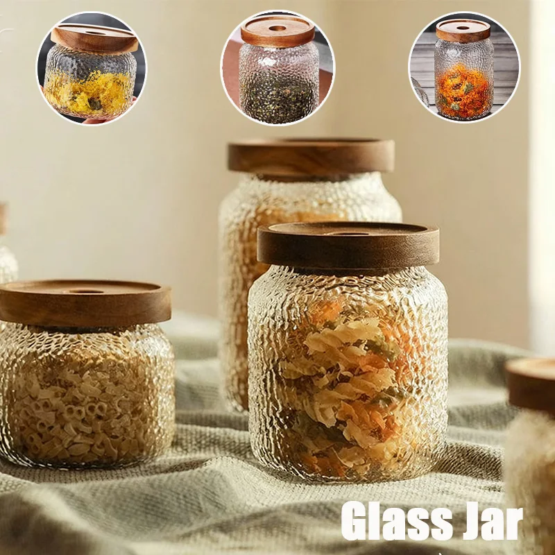 Airtight Japanese Hammered Glass Food Jar 300/500/700ml with Solid Wood Lid Kitchen Organizer for Tea/Nuts Container Organizer
Airtight Japanese Hammered Glass Food Jar 300/500/700ml with Solid Wood Lid Kitchen Organizer for Tea/Nuts Container Organizer