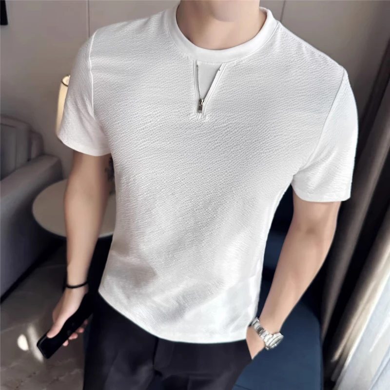 2023 Summer Ice Waffle T-shirt Men Short Sleeve Slim Casual Business Tshirts Lapel Tee Tops Social Party Streetwear Men Clothing
2023 Summer Ice Waffle T-shirt Men Short Sleeve Slim Casual Business Tshirts Lapel Tee Tops Social Party Streetwear Men Clothing