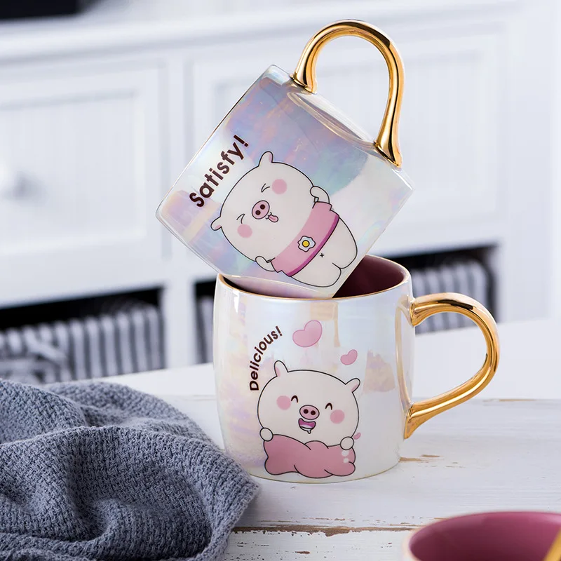 Simple ins design colorful cartoon pig pearl glaze ceramic mug female water cup coffee with cover and spoon
Simple ins design colorful cartoon pig pearl glaze ceramic mug female water cup coffee with cover and spoon