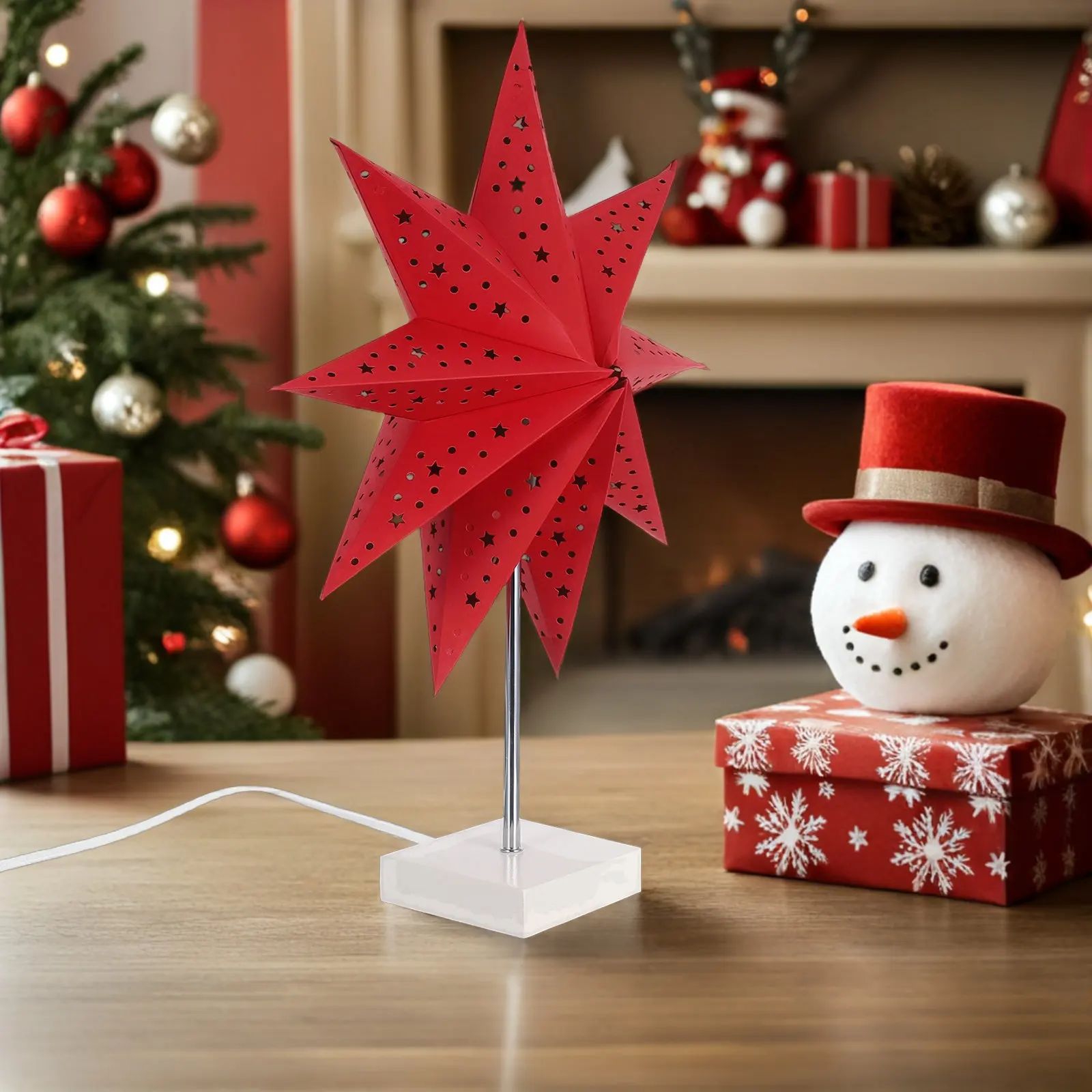 Christmas-Themed Star-Shaped Paper Lantern Nine-Point Nightstand Lamp for Cozy Bedroom Living Room Decorative Ambient Lighting
Christmas-Themed Star-Shaped Paper Lantern Nine-Point Nightstand Lamp for Cozy Bedroom Living Room Decorative Ambient Lighting