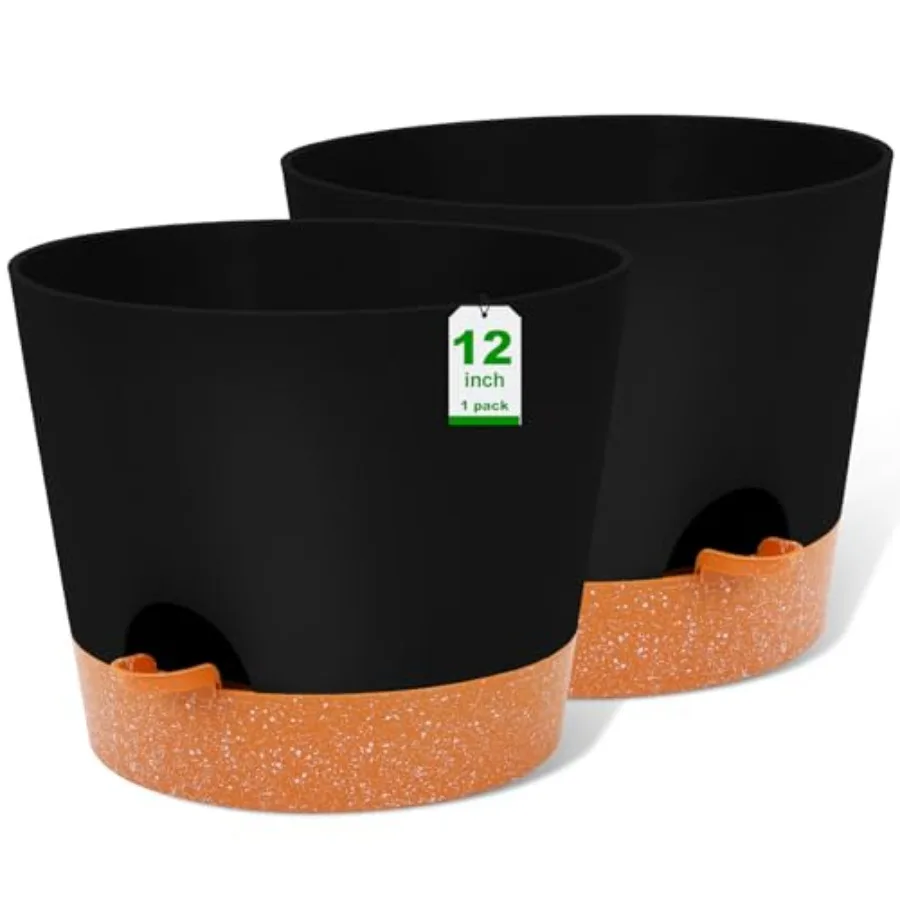 Plant Pots, planters, Self Waterg Pots, 2 Pack Large Plastic Flower pots with Deep Reservior and High Draage Holes for door Out
Plant Pots, planters, Self Waterg Pots, 2 Pack Large Plastic Flower pots with Deep Reservior and High Draage Holes for door Out