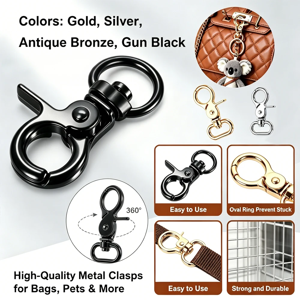 4-20Pcs 13/26mm Metal Lobster Clasp Keychain, Swivel Hook for Bag, Dog Leash, Belt, Purse, Key Rings, Carabiner Hardware
4-20Pcs 13/26mm Metal Lobster Clasp Keychain, Swivel Hook for Bag, Dog Leash, Belt, Purse, Key Rings, Carabiner Hardware
