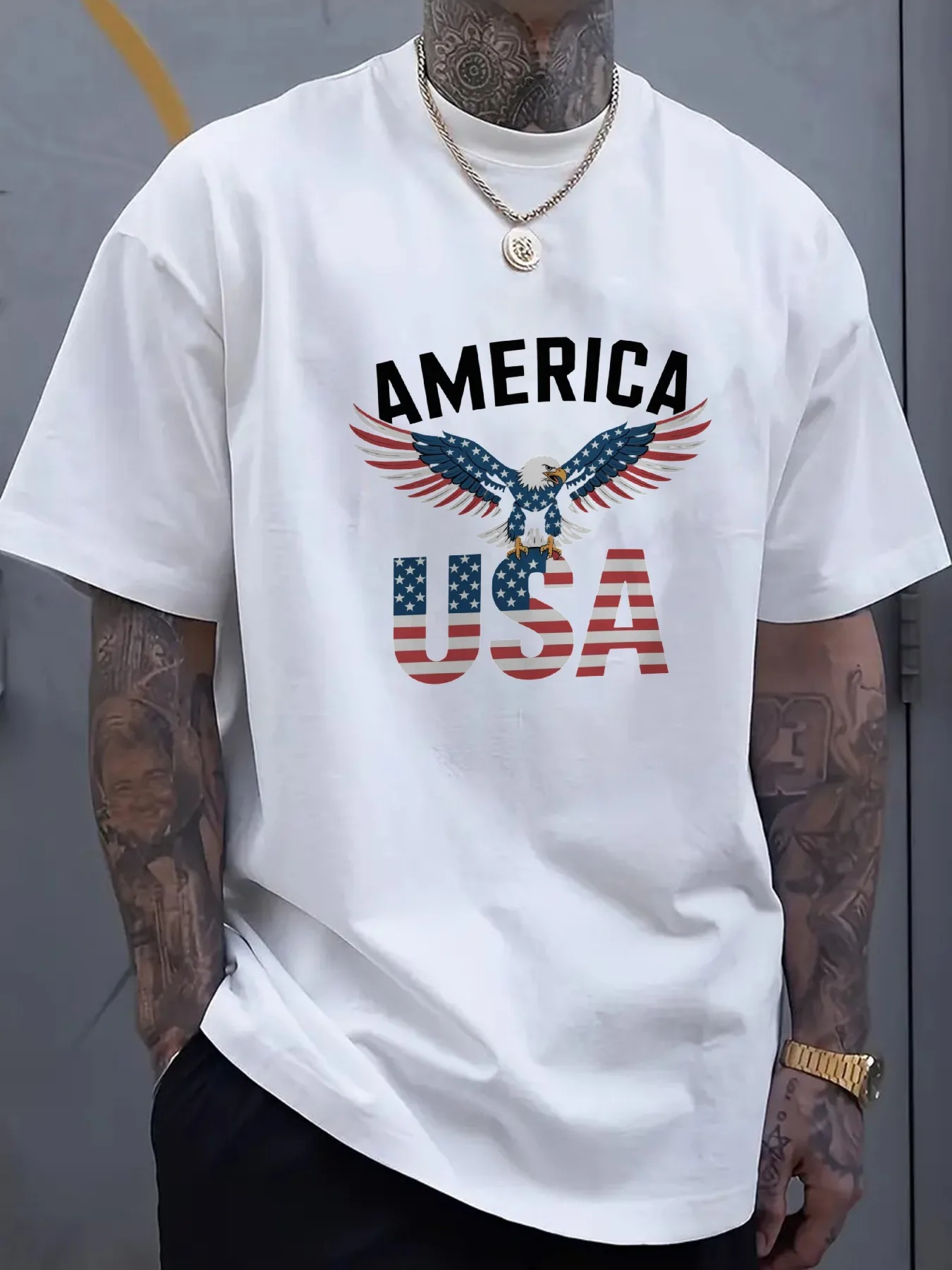 Pure cotton Oversized T-Shirt Black Eagle and AMERICA USA Flag Print Casual Wear Breathable and Comfort
Pure cotton Oversized T-Shirt Black Eagle and AMERICA USA Flag Print Casual Wear Breathable and Comfort