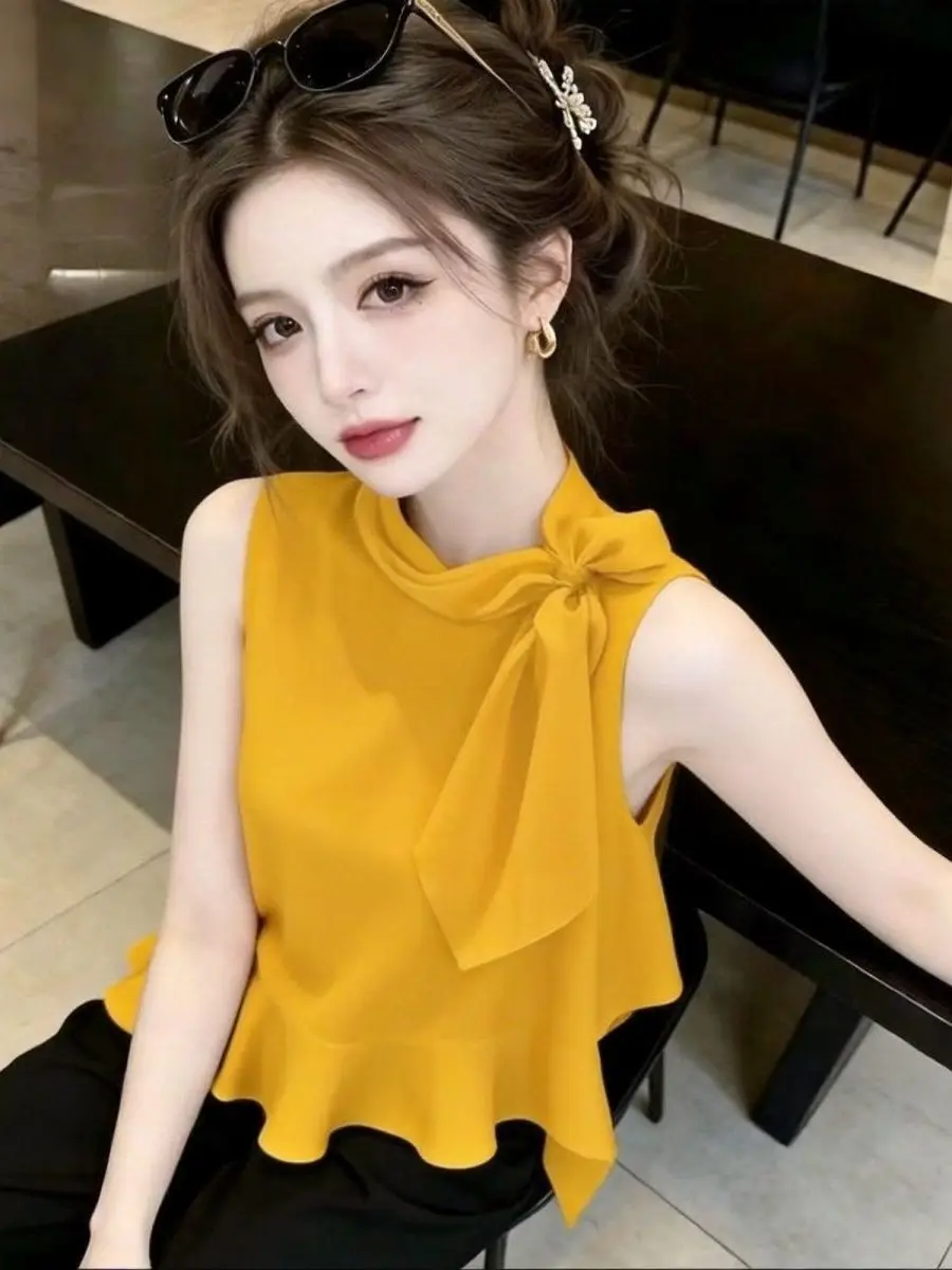 Chic Sleeveless Women's Shirt Mint Wavy Simple Belly Covering Commute French Style Loose Fit High Collar Regular Length
Chic Sleeveless Women's Shirt Mint Wavy Simple Belly Covering Commute French Style Loose Fit High Collar Regular Length