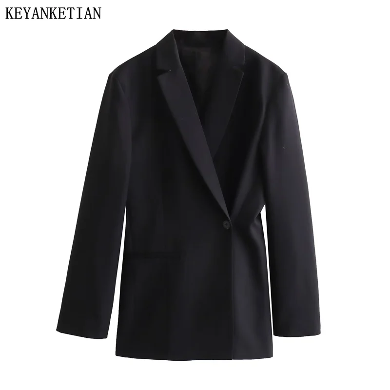 KEYANKETIAN Autumn New Asymmetrical Pleats Decoration One-Button Women's Suit Cropped Blazer Office Lady Black Chic Crop Top
KEYANKETIAN Autumn New Asymmetrical Pleats Decoration One-Button Women's Suit Cropped Blazer Office Lady Black Chic Crop Top