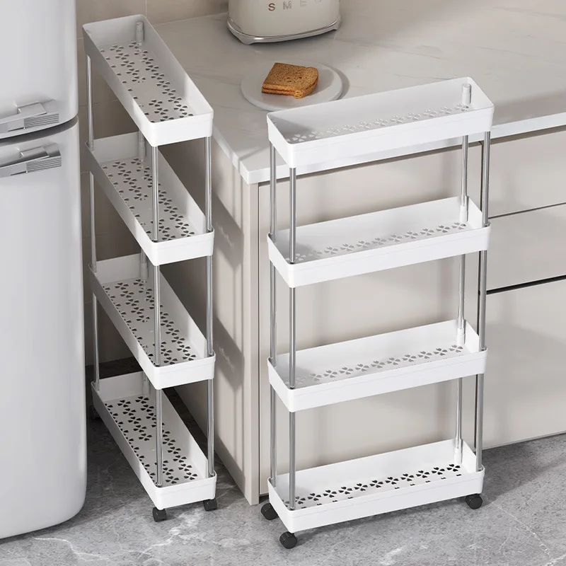 Narrow White Rolling Utility Cart 3/4 Tier Shelving Unit with Wheels for Kitchen Bathroom Laundry Space Saving Storage Organizer
Narrow White Rolling Utility Cart 3/4 Tier Shelving Unit with Wheels for Kitchen Bathroom Laundry Space Saving Storage Organizer