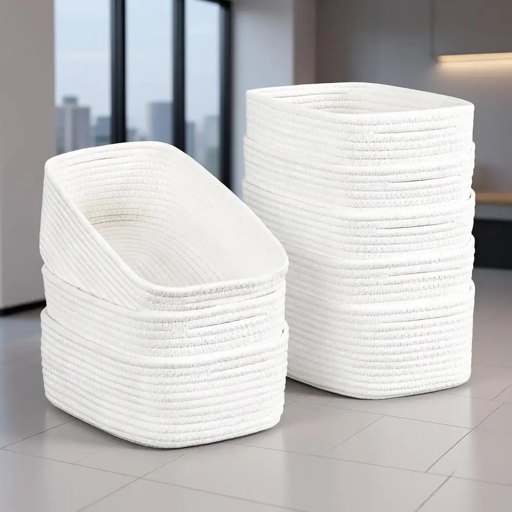 Set of 8 Small Woven Storage Baskets, Ideal for Organizing Bathroom, Closet, and Shelves, White Cube Boxes for Towels, Nursery,
Set of 8 Small Woven Storage Baskets, Ideal for Organizing Bathroom, Closet, and Shelves, White Cube Boxes for Towels, Nursery,