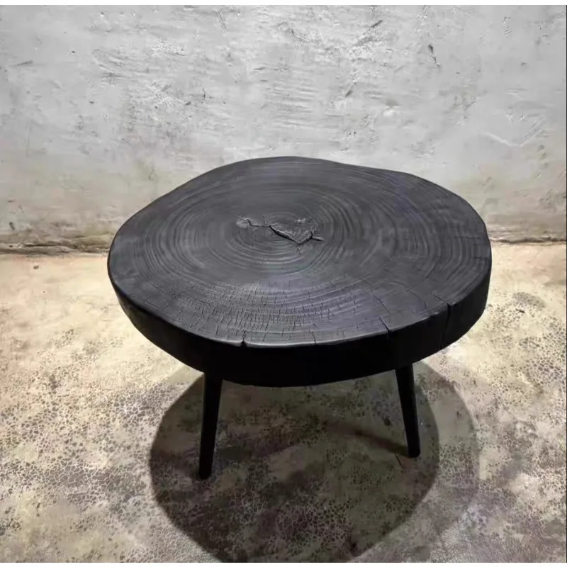 Carbonized black solid wood coffee table B & B hotel cafe living room household round small apartment log side table
Carbonized black solid wood coffee table B & B hotel cafe living room household round small apartment log side table