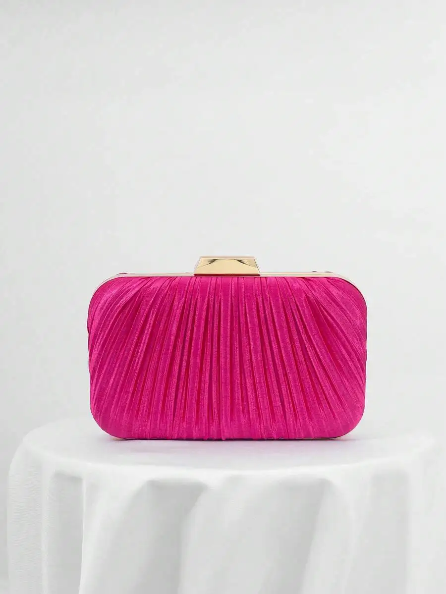 Pleated Velvet Clutch Bag With Gold Tone Clasp Evening Handbag
Pleated Velvet Clutch Bag With Gold Tone Clasp Evening Handbag