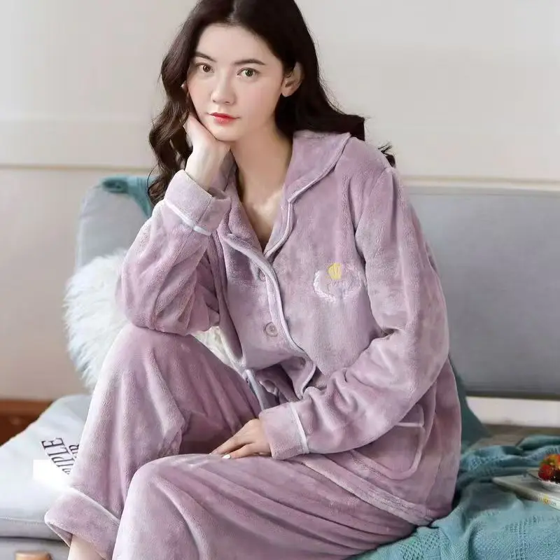 New Hot Pajamas Set Flannel Women's Autumn Winter Warm Comfortable Thick Cozy Soft Thermal Long Sleeve Full Set Sleepwear
New Hot Pajamas Set Flannel Women's Autumn Winter Warm Comfortable Thick Cozy Soft Thermal Long Sleeve Full Set Sleepwear