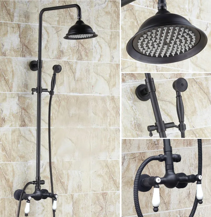 Black Brass Bathroom Faucet Set 8.2 inch Shower Head Wall Mounted Rainfall/Handheld Shower Hot And Cold Water Taps Kit 2rs472
Black Brass Bathroom Faucet Set 8.2 inch Shower Head Wall Mounted Rainfall/Handheld Shower Hot And Cold Water Taps Kit 2rs472