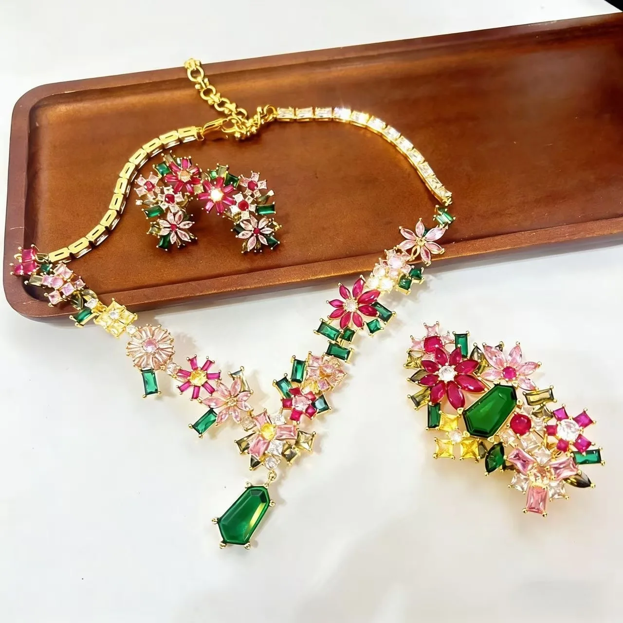 Fancy Crystal Zircon Floral Necklace Brooch Earrings for Women Designer Jewelry Trendy Art Deco Fresh Sweet Set Gift
Fancy Crystal Zircon Floral Necklace Brooch Earrings for Women Designer Jewelry Trendy Art Deco Fresh Sweet Set Gift