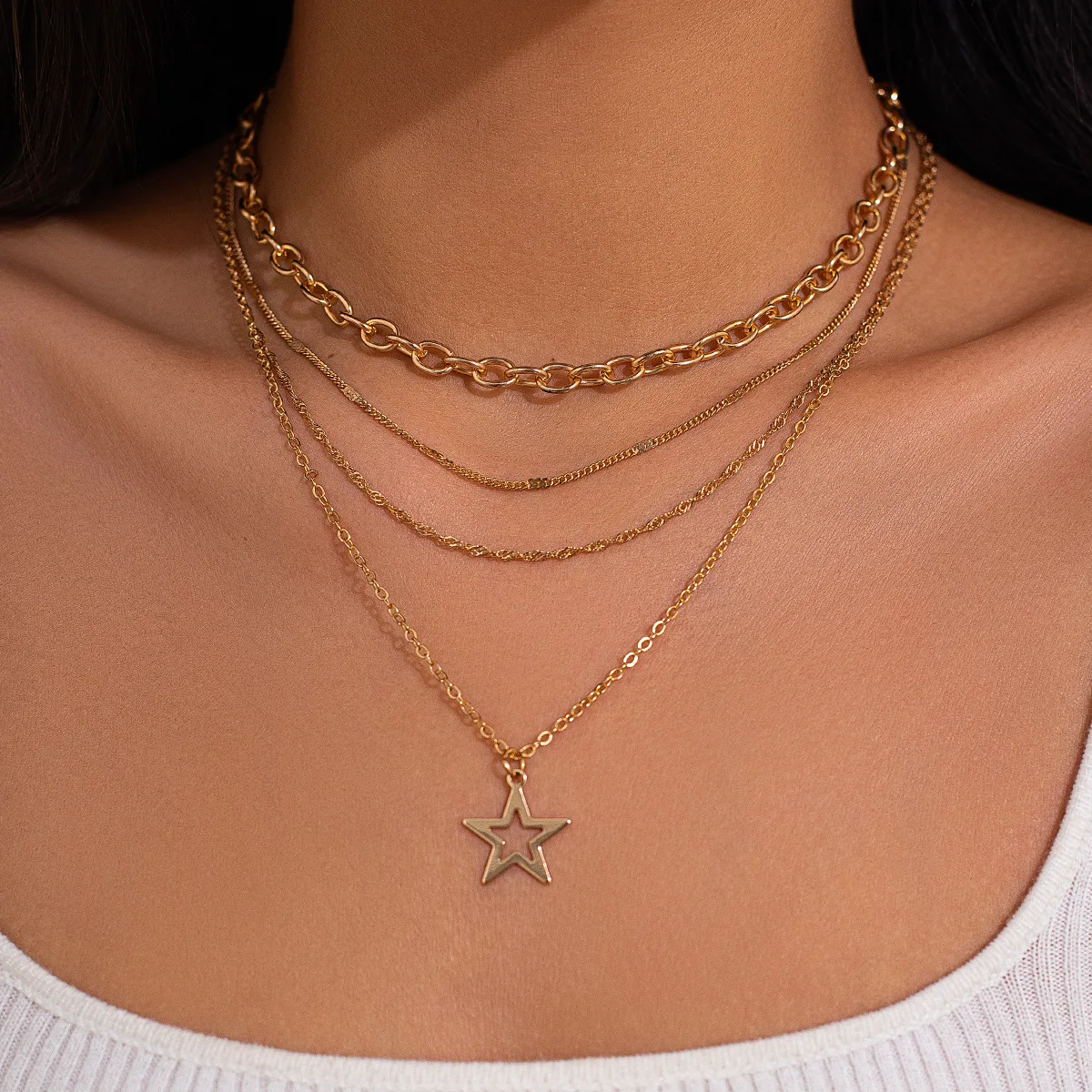 Star Pendant Necklace Layered Design Cross Fine Chain Gold Plated Elegant Lightweight Durable for Women Evening Gift
Star Pendant Necklace Layered Design Cross Fine Chain Gold Plated Elegant Lightweight Durable for Women Evening Gift