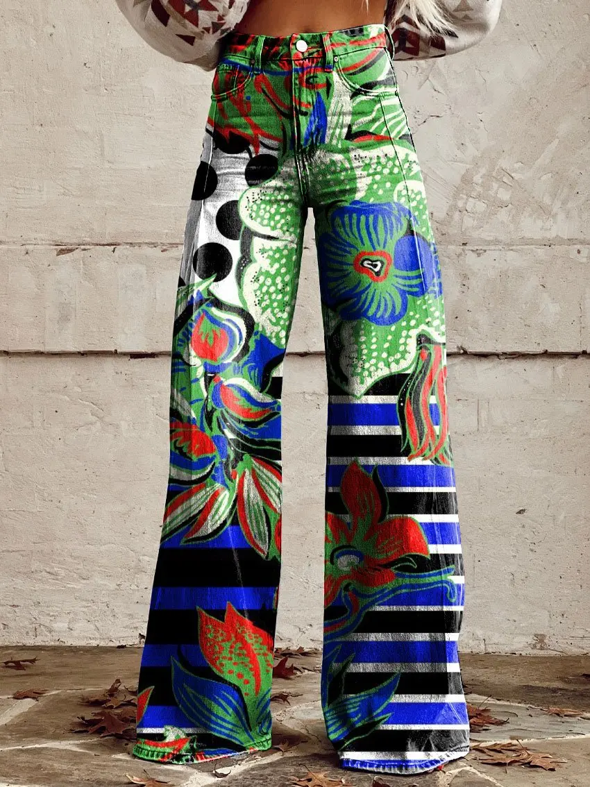 New style printed women's wide-leg pants personality retro jeans casual fashion comfortable women's wide-leg pants,
New style printed women's wide-leg pants personality retro jeans casual fashion comfortable women's wide-leg pants,