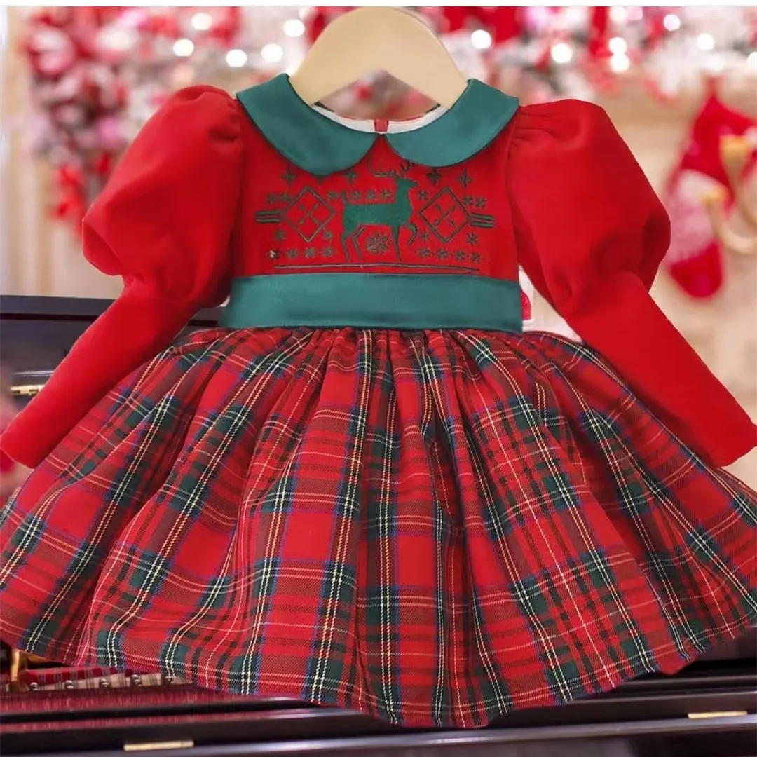 0-12Y Baby Girl Autumn Winter Red Plaid Deer Embroidery Vintage Spanish Princess Ball Gown Dress for Eid Causal
0-12Y Baby Girl Autumn Winter Red Plaid Deer Embroidery Vintage Spanish Princess Ball Gown Dress for Eid Causal