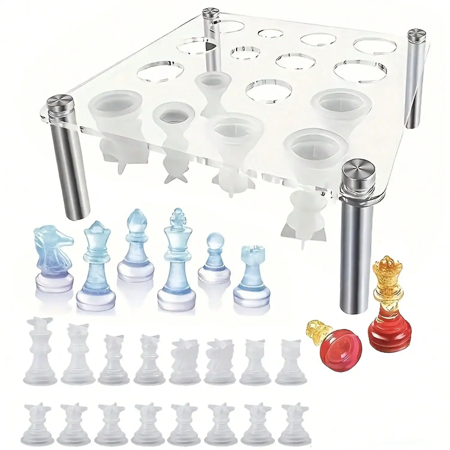 16pcs Chess Piece Silicone Molds with Stand, Leakproof Epoxy Resin Casting Mold for DIY Crafts
16pcs Chess Piece Silicone Molds with Stand, Leakproof Epoxy Resin Casting Mold for DIY Crafts