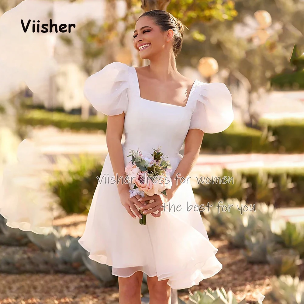 Short Wedding Dresses for Bride with Pufft Sleeve Organza Wedding Party Attire Knee Length Bridesmaid Dress Customized
Short Wedding Dresses for Bride with Pufft Sleeve Organza Wedding Party Attire Knee Length Bridesmaid Dress Customized