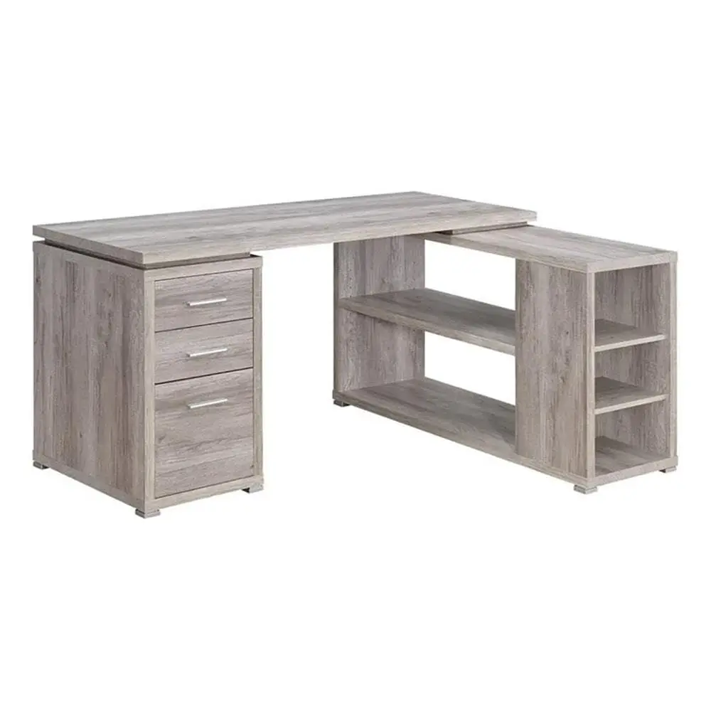 LShaped Corner Storage Desk, 60W x 47.25D x 29.5H, Grey Driftwood Finish, Engineered Wood, 5 Shelves, 3 Drawers, BuiltIn File C
LShaped Corner Storage Desk, 60W x 47.25D x 29.5H, Grey Driftwood Finish, Engineered Wood, 5 Shelves, 3 Drawers, BuiltIn File C
