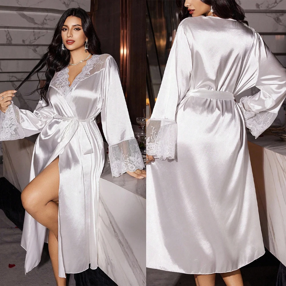 Classic Silk Robe Dress Lace Bath Gown Long Sleeves Pregnant Wedding Anniversary Bride Sleepwear Nightwear Custom Made
Classic Silk Robe Dress Lace Bath Gown Long Sleeves Pregnant Wedding Anniversary Bride Sleepwear Nightwear Custom Made