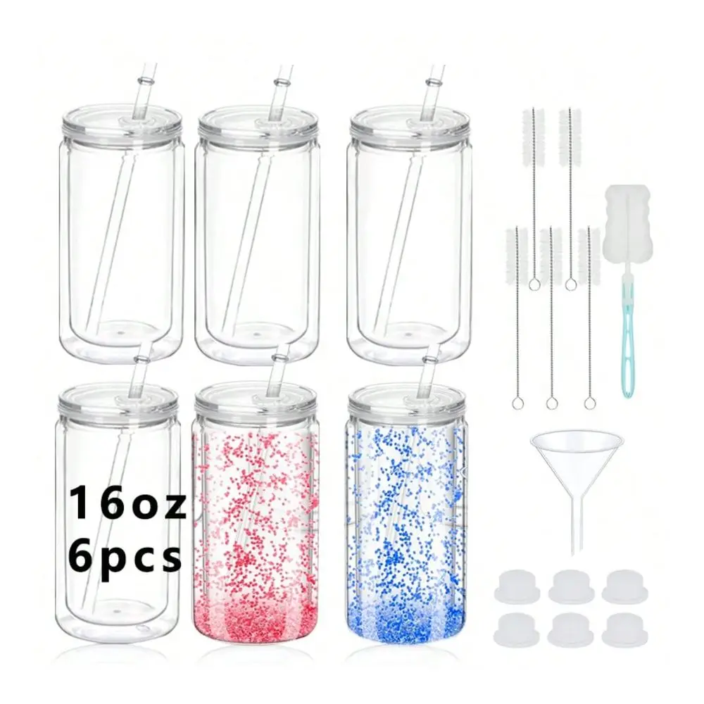 16oz Plastic Snow Globe Jars Double Layer Tumbler Set With Lids, Straws, Funnel Brushes For DIY Glitter Gifts, Cold Drinks OnTh
16oz Plastic Snow Globe Jars Double Layer Tumbler Set With Lids, Straws, Funnel Brushes For DIY Glitter Gifts, Cold Drinks OnTh