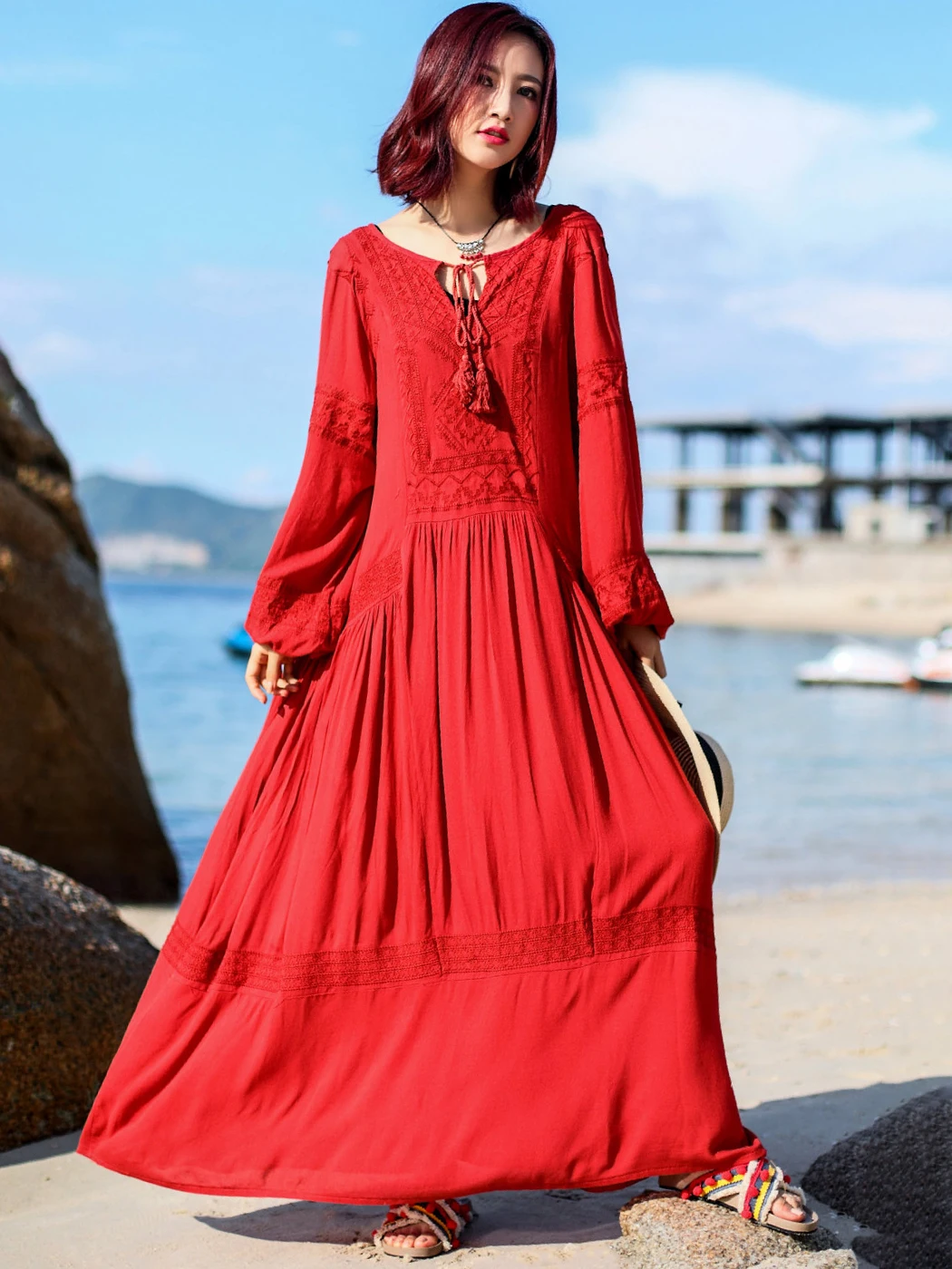 Jastie 2022 Retro Embroidery Maxi Dress Women Spring Solid Color Lace-up O Neck Long Sleeve Casual Vestidos Boho Beach Dresses
Jastie 2022 Retro Embroidery Maxi Dress Women Spring Solid Color Lace-up O Neck Long Sleeve Casual Vestidos Boho Beach Dresses