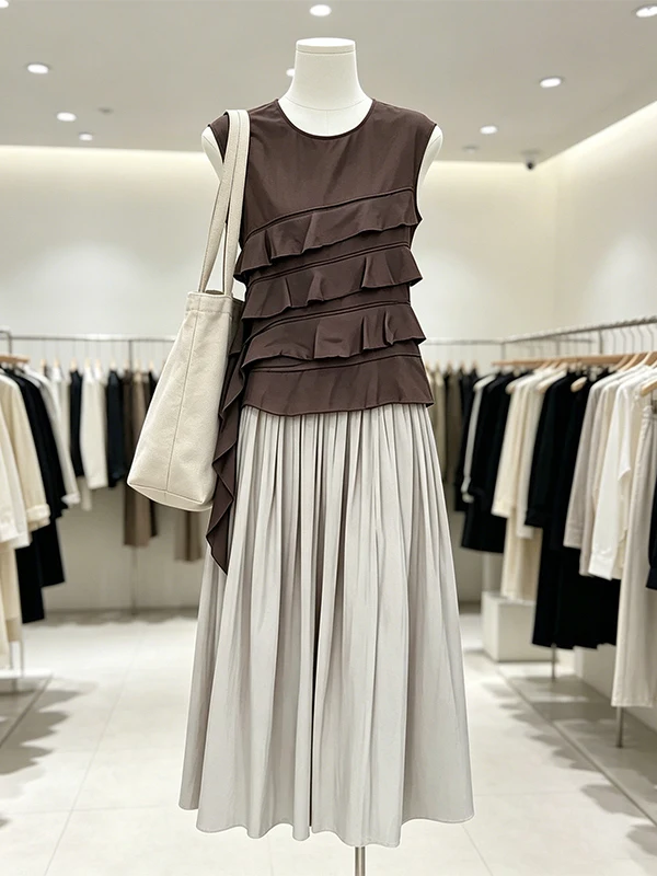 Large Size Women's Summer New Style A-Line Skirt Set with Sleeveless Top And Lace Hem High Waist Long Skirt Fashionable Outfit
Large Size Women's Summer New Style A-Line Skirt Set with Sleeveless Top And Lace Hem High Waist Long Skirt Fashionable Outfit