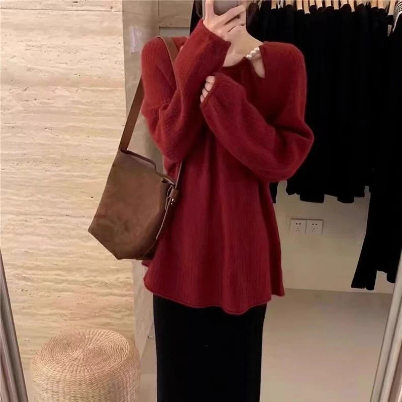 Red Long Sleeve Sweater Women's Clothing Autumn Winter New Loose Patchwork Hollow Pearl Long Sleeve Comfortable Knitted Tops
Red Long Sleeve Sweater Women's Clothing Autumn Winter New Loose Patchwork Hollow Pearl Long Sleeve Comfortable Knitted Tops