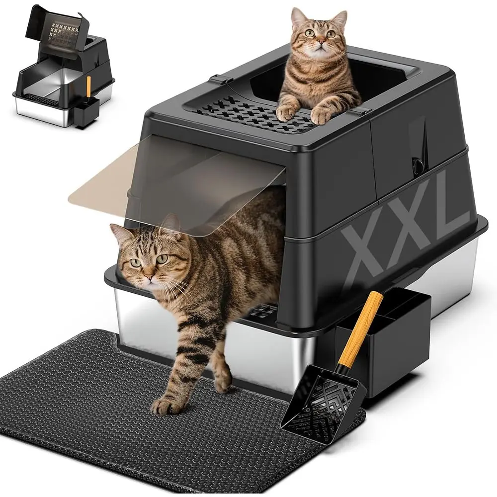 Лоток для кошек XXL из нержавеющей стали с крышкой, 27.5x19.7x19.3, с высокими бортиками, не прилипающий к поверхности, легко чистится, черный
Лоток для кошек XXL из нержавеющей стали с крышкой, 27.5x19.7x19.3, с высокими бортиками, не прилипающий к поверхности, легко чистится, черный
