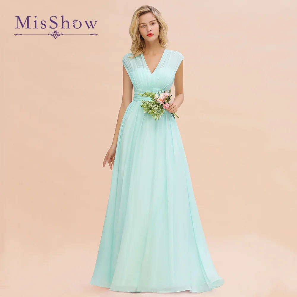 MisShow Mint Green Long Bridesmaid Dresses 2022 New V Neck Pleated A Line Chiffon Prom Party Gowns Vestidos Elegantes Para Mujer
MisShow Mint Green Long Bridesmaid Dresses 2022 New V Neck Pleated A Line Chiffon Prom Party Gowns Vestidos Elegantes Para Mujer