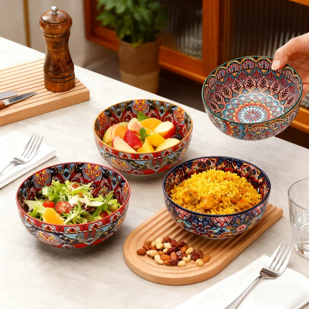 1pcs Vintage Hand-Painted Ceramic Bowl - Under Glaze Ethnic Style, Multi-Use for Salad, Dessert, Noodles & Baking
1pcs Vintage Hand-Painted Ceramic Bowl - Under Glaze Ethnic Style, Multi-Use for Salad, Dessert, Noodles & Baking
