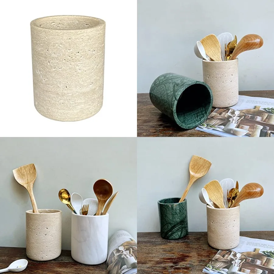 Handmand Natural Marble with Holes Vintage Kitchen Utensil Holder - 5.1" D X 6.3" H Kitchen Counter Organizers and Storage Tool
Handmand Natural Marble with Holes Vintage Kitchen Utensil Holder - 5.1" D X 6.3" H Kitchen Counter Organizers and Storage Tool
