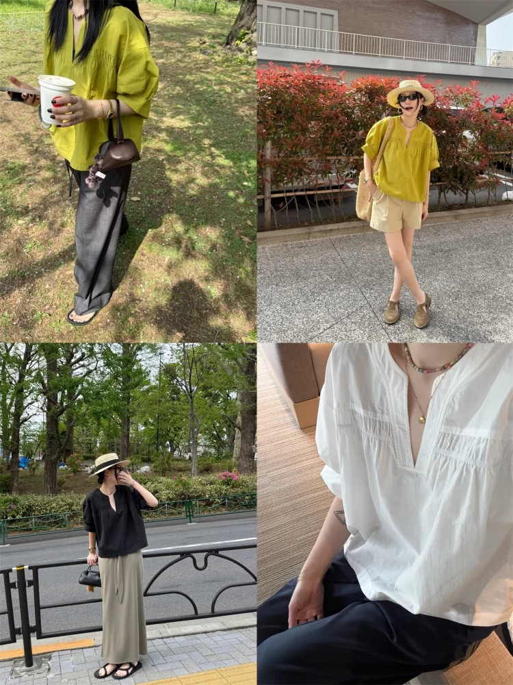 Elielim Sweet Tea Par Anti-Aging Gathered V-ne Japanese Sle Doll irt Women's New Summer ort Sve Overhead irt
Elielim Sweet Tea Par Anti-Aging Gathered V-ne Japanese Sle Doll irt Women's New Summer ort Sve Overhead irt