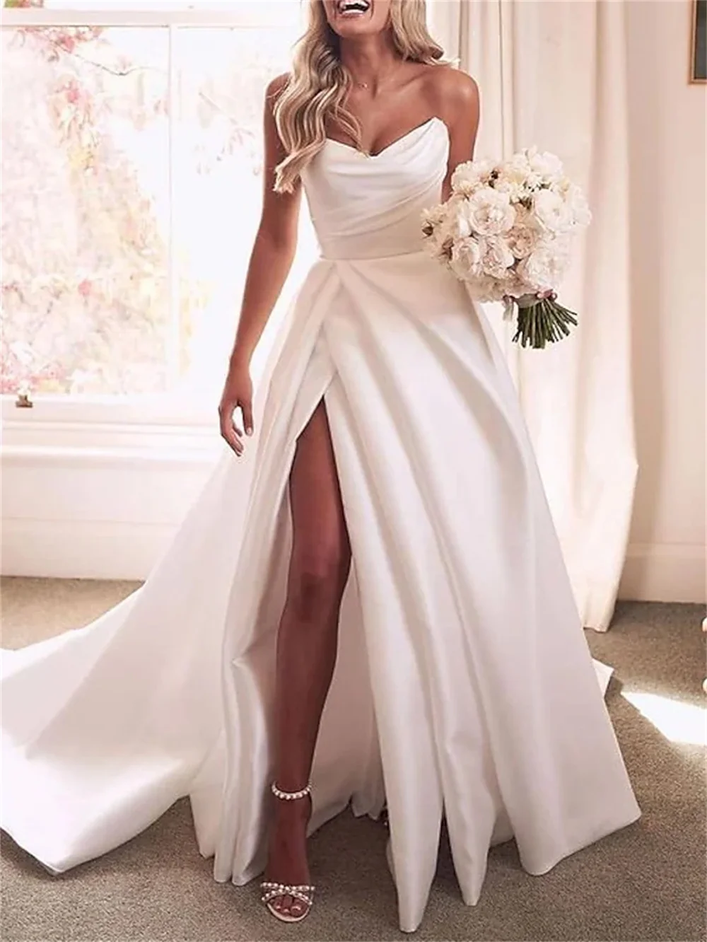 CAODIP Wedding Dresses For Woman Dress Satin Backless Floor Length No Simple Court Train Wedding Dresses Dresses Wholesale
CAODIP Wedding Dresses For Woman Dress Satin Backless Floor Length No Simple Court Train Wedding Dresses Dresses Wholesale