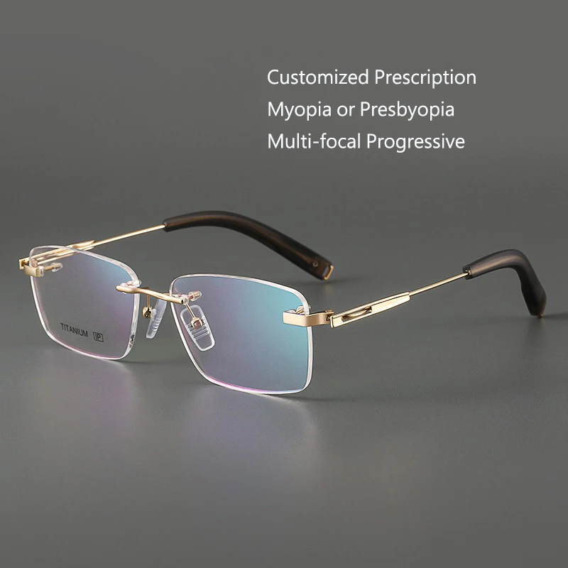 Customized Prescription Glasses Men Titanium Frame Rimless Photochromic Anti-Blue Light Myopia Hyperopia Lenses 80148
Customized Prescription Glasses Men Titanium Frame Rimless Photochromic Anti-Blue Light Myopia Hyperopia Lenses 80148