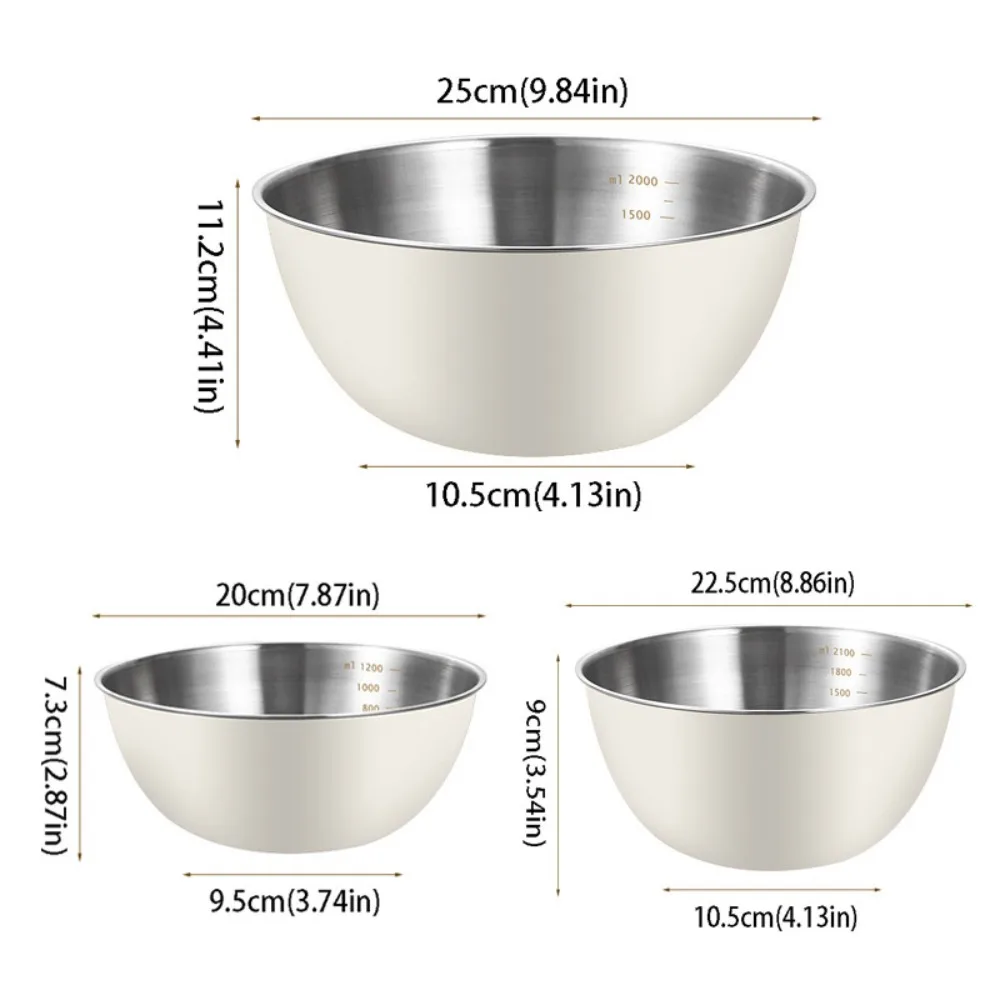 304 Stainless Steel Salad Mixing Bowl Sets Large Capacity Anti-scalding Stainless Steel Bowls With Scale Solid Construction
304 Stainless Steel Salad Mixing Bowl Sets Large Capacity Anti-scalding Stainless Steel Bowls With Scale Solid Construction