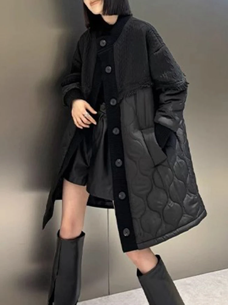 Trendy Knitted Spliced Cotton Jaet Women's Loose Slimming Mid-Length Cotton Coat Autumn Winter New Sle Korean Version
Trendy Knitted Spliced Cotton Jaet Women's Loose Slimming Mid-Length Cotton Coat Autumn Winter New Sle Korean Version