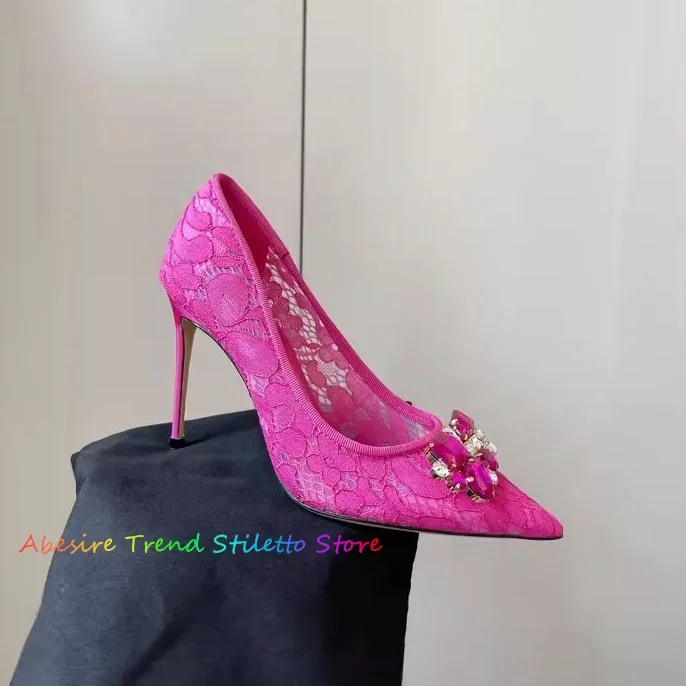 Summer New Lace Mesh Water Diamond Sexy Pointed High Heel Bridal Elegant Rhinestone Wedding Shoes Crystal Single Shoes
Summer New Lace Mesh Water Diamond Sexy Pointed High Heel Bridal Elegant Rhinestone Wedding Shoes Crystal Single Shoes