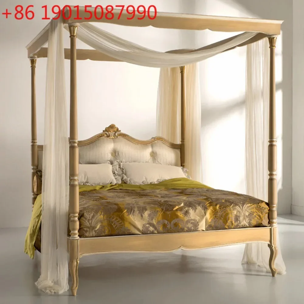 French retro old solid wood bed antique four-poster bed European
French retro old solid wood bed antique four-poster bed European