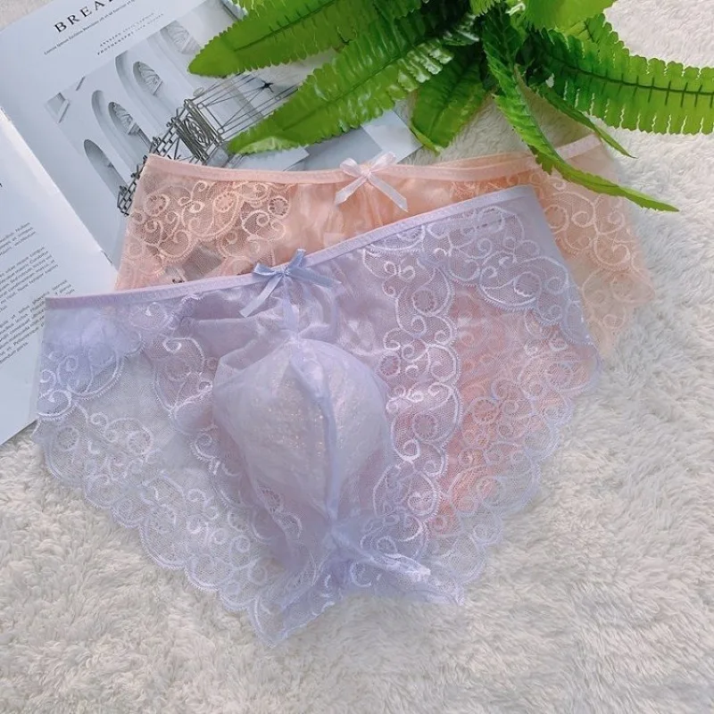 Men's lace panties seamless triangular large size mesh black pink summer transparent thin pocket
Men's lace panties seamless triangular large size mesh black pink summer transparent thin pocket
