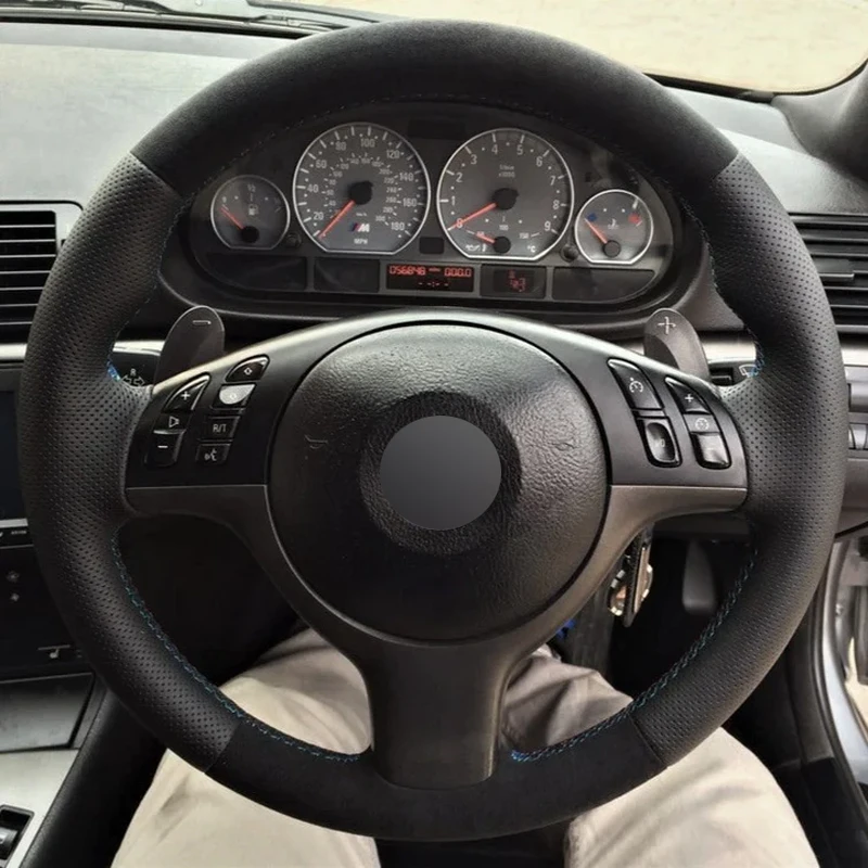 Alcantara Real Leather Steering Wheel Cover M Colors Thread Car Steering Wheel Wrap Car Accessoires for BMW E46 E45 E39 M3 M5
Alcantara Real Leather Steering Wheel Cover M Colors Thread Car Steering Wheel Wrap Car Accessoires for BMW E46 E45 E39 M3 M5