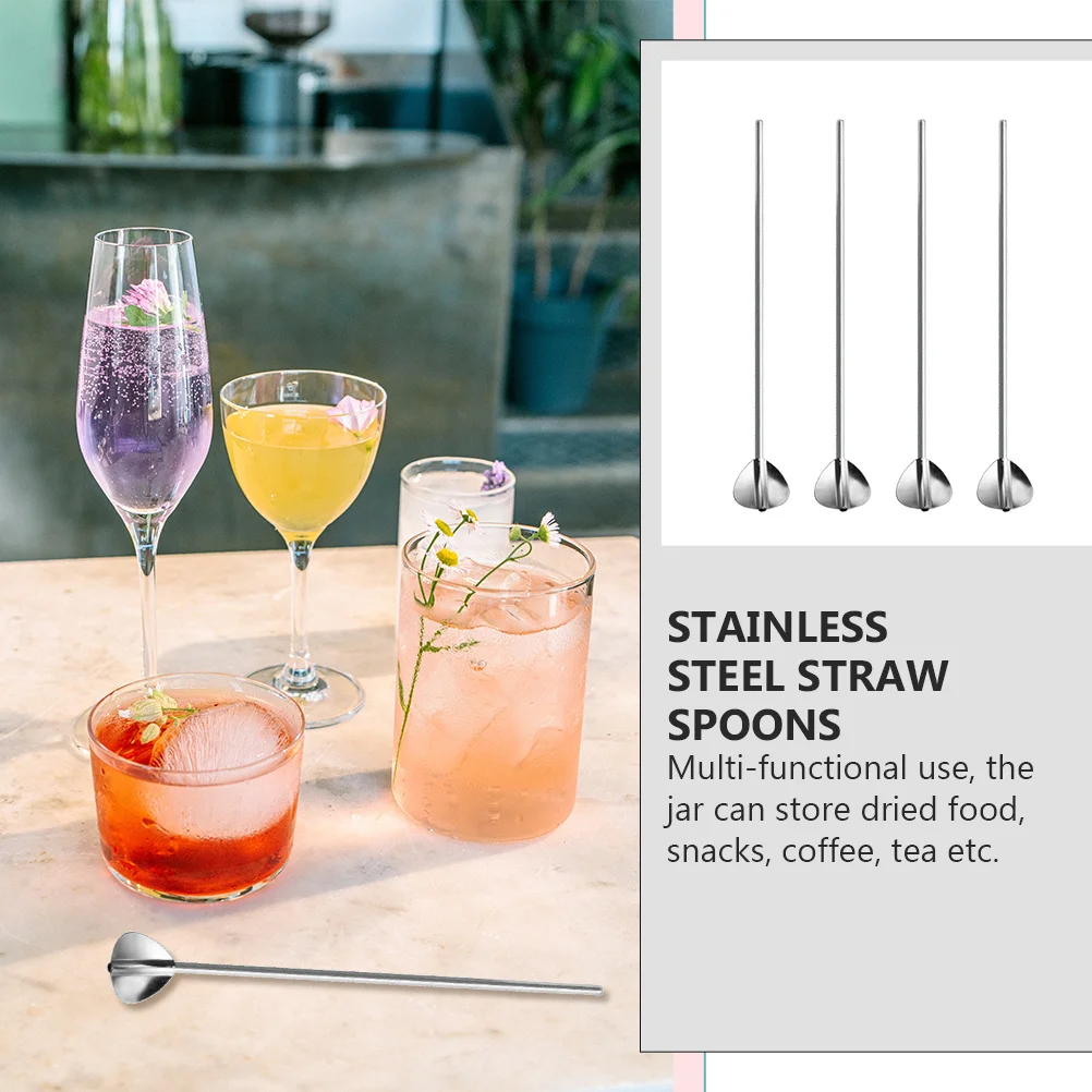 4Pcs Stainless Steel Straw Spoon Dessert Spoons Integrated Design Comfortable Handle Home Tableware Straw Spoons
4Pcs Stainless Steel Straw Spoon Dessert Spoons Integrated Design Comfortable Handle Home Tableware Straw Spoons