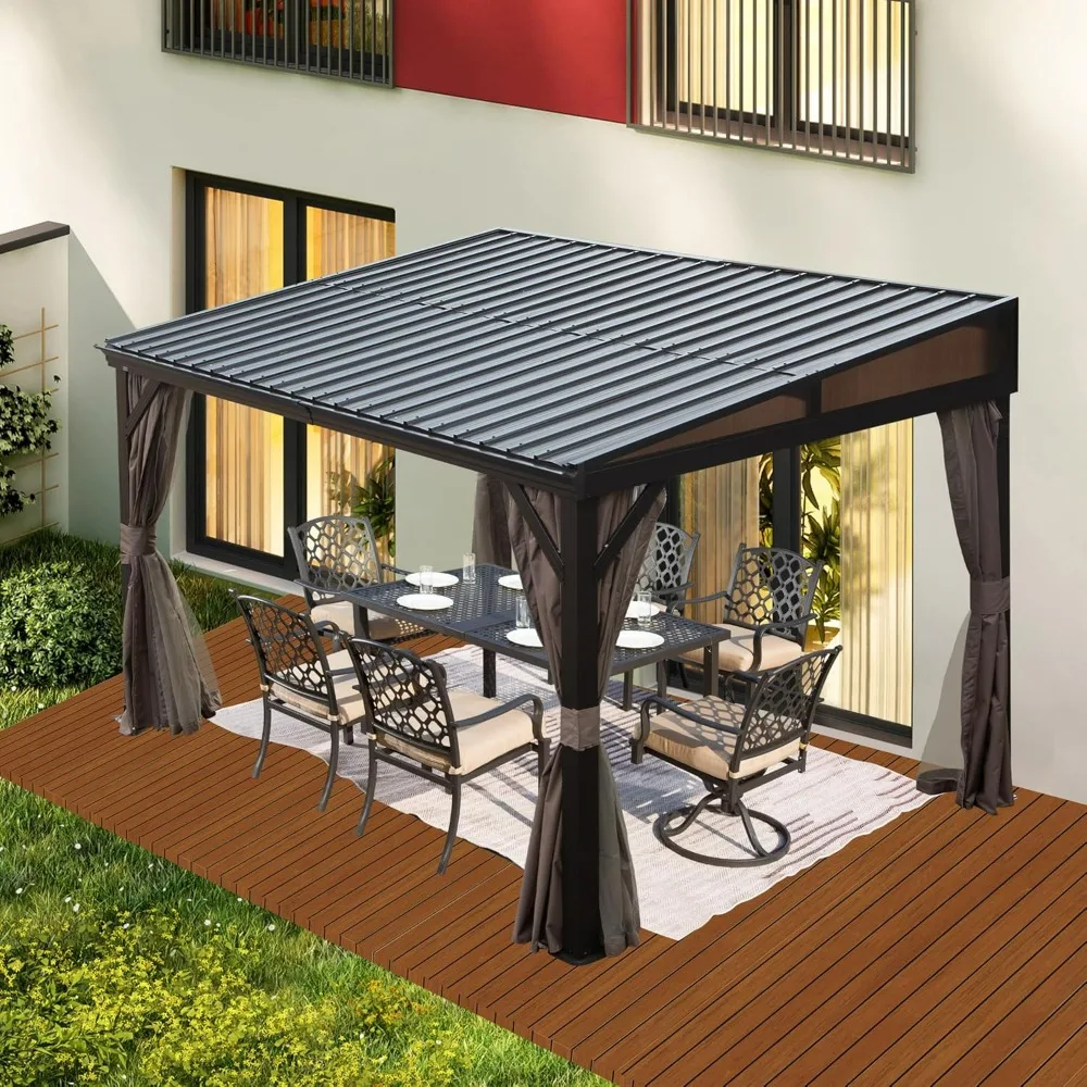 8x12FT Lean to Gazebo, Outdoor Hardtop Wall Mounted Gazebo with Sloping Galvanized Steel Roof, Aluminum Frame Mounted Gazebos
8x12FT Lean to Gazebo, Outdoor Hardtop Wall Mounted Gazebo with Sloping Galvanized Steel Roof, Aluminum Frame Mounted Gazebos