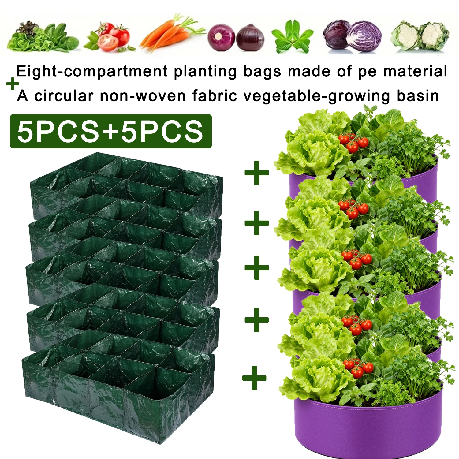 SPONDWILD Multi-Compartment Grow Bags, 8-Cell PE Planters 2/4/8/10 Packs, Non-Woven Round Square Vegetable Pots
SPONDWILD Multi-Compartment Grow Bags, 8-Cell PE Planters 2/4/8/10 Packs, Non-Woven Round Square Vegetable Pots