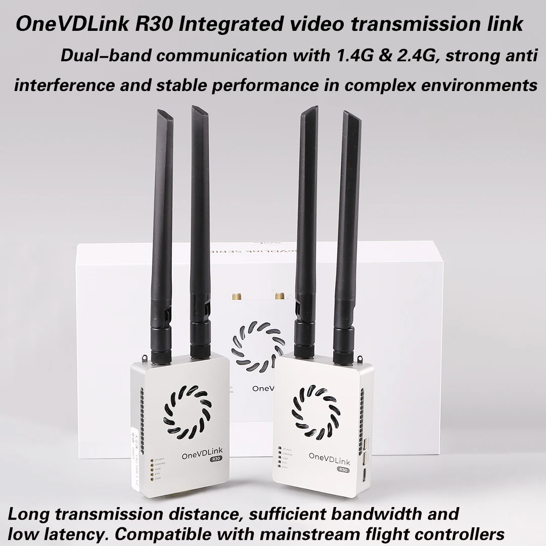 Zero One OneVDLink R30 Integrated Video & Data Networking Link for UAV Flight Controller Data Transmission
Zero One OneVDLink R30 Integrated Video & Data Networking Link for UAV Flight Controller Data Transmission